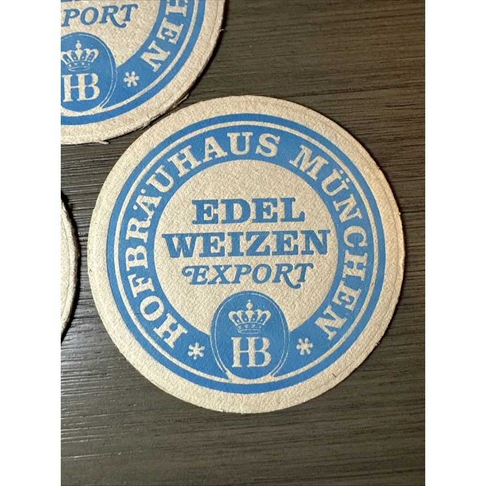 Set of Three Vintage Hofbrauhaus Munchen Germany Beer Coaster Edel Weizen